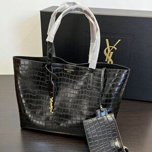 YSL Shopping Large Leather Tote Bag